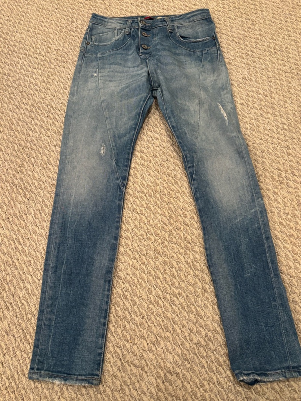 Please Italian Made Women’s XXS Slim Straight Blue Washed Jeans